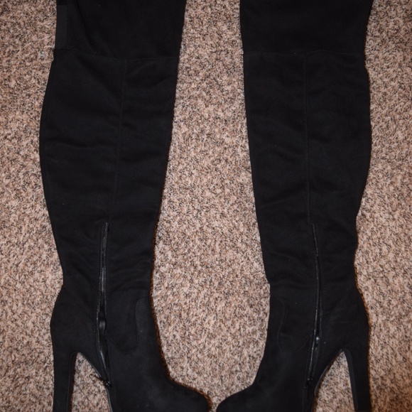 Knee High Suede Boots with Heel - Picture 2 of 8